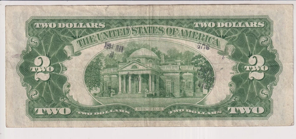 TWO DOLLAR FEDERAL RESERVE NOTE UNITED STATES OF AMERICA SERIES 1928 G $2 BILL - Image 2 of 2
