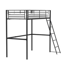 Lit mezzanine 90 x 190 cm en metal - Noir - Sommier inclus - ELIO