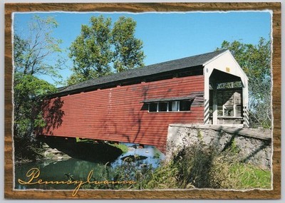 Lancaster County Pennsylvania Vintage Postcard Schenk's Mill Covered Bridge