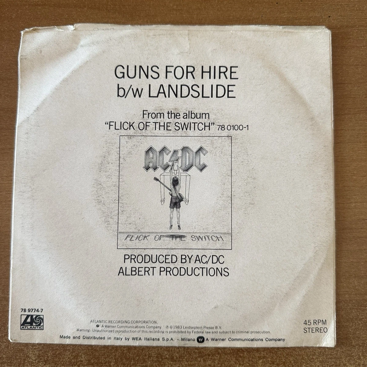 AC/DC – Guns For Hire ©1983 Made in Italy - Atlantic – 78 9774-7