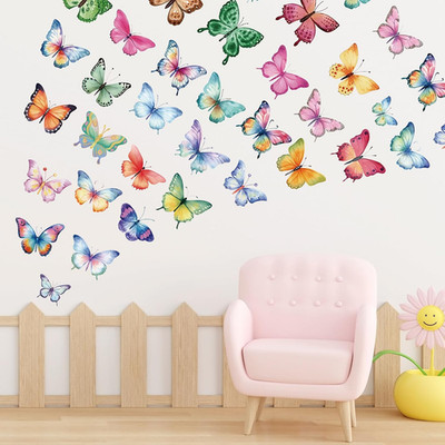 62 Large Butterfly Wall Decals - Peel and Stick Vinyl Wall Stickers for Room Dec