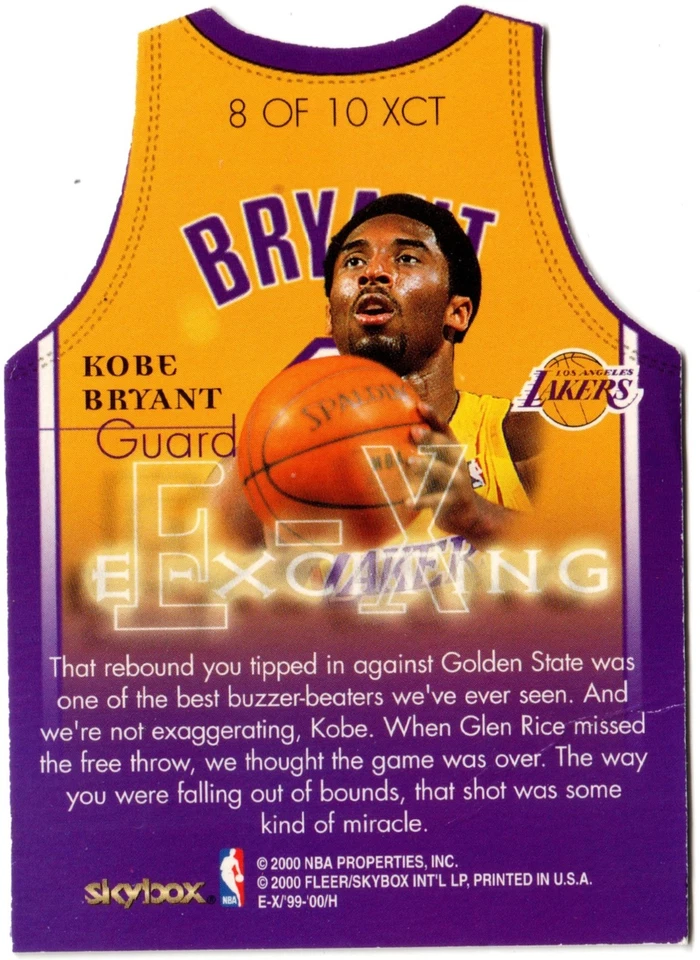 Fleer Skybox Kobe Bryant E-X 2000 emocionante inserto troquelado 8 de 10 XCT Foto 2 de 2