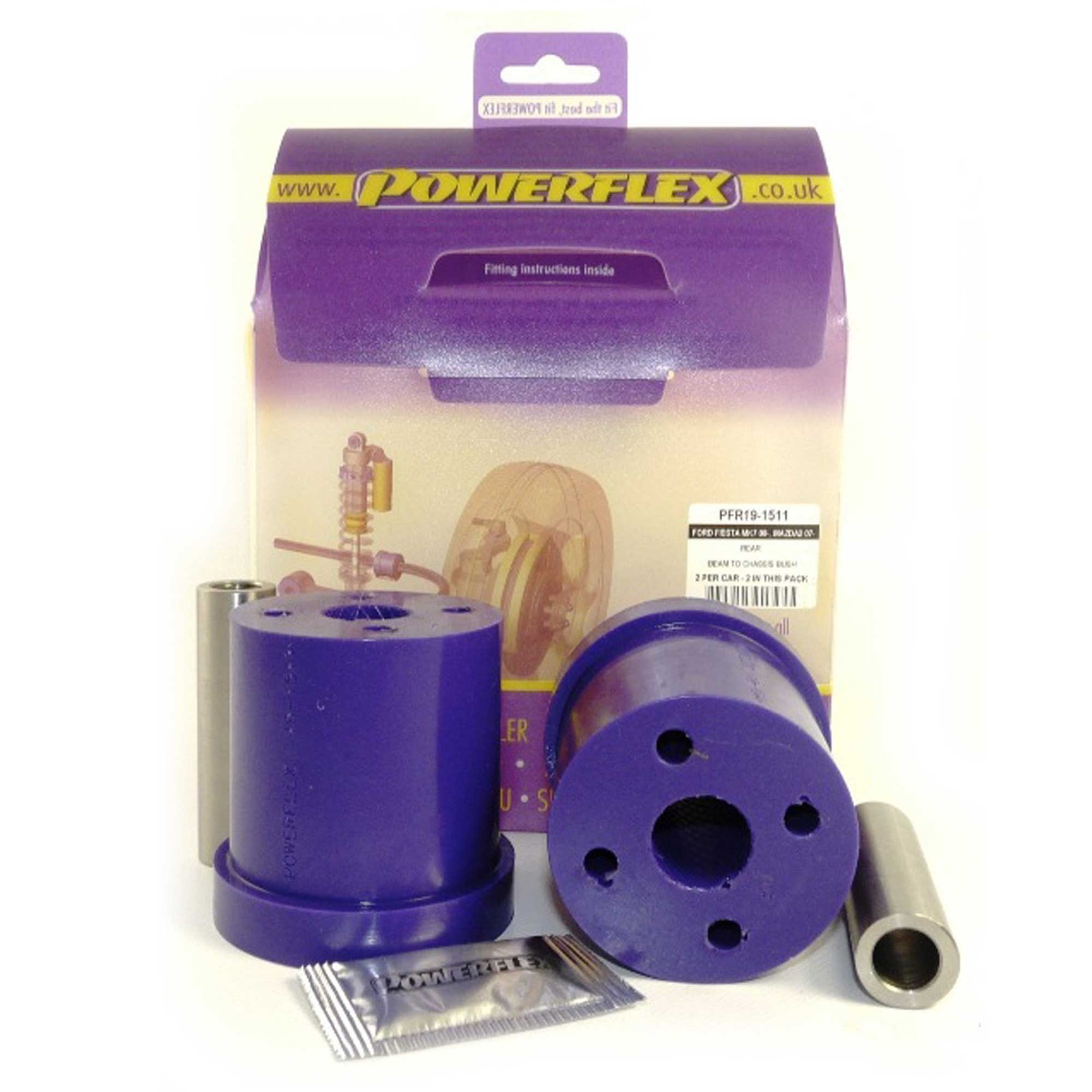 Powerflex Rear Beam To Chassis Bushes (Pair) For Ford Fiesta MK7 Inc ST180 1.6