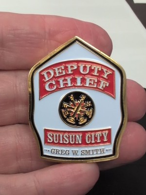 Suisun City CA California Fire Dept Deputy Chief Smith Challenge Coin Shield 