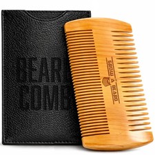 Wooden Beard Comb for Men Case, Great Mustache Comb for Men, Dual Action Be...