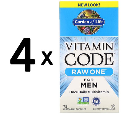 4 x Garden of Life Vitamin Code RAW ONE - for Men - 75 caps (87,61 EUR/kg)