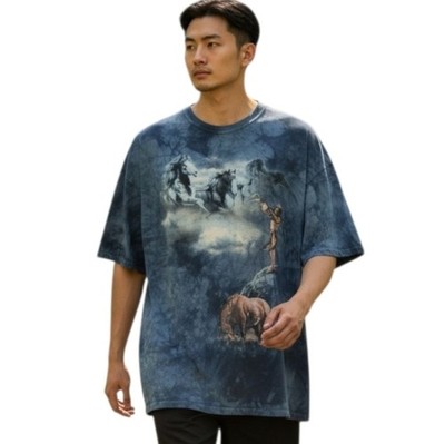 Vintage Y2K 2009 The Mountain Native American Man Blue Tie Dye T-Shirt Size XXL