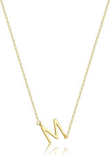 Initial Necklaces for Women, Dainty Gold Letter Necklace 14K Gold Plated Sideway