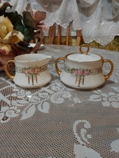 Antique Creamer & Lidded Sugar Set MZ Austria (Moritz Zdekauer) #1468