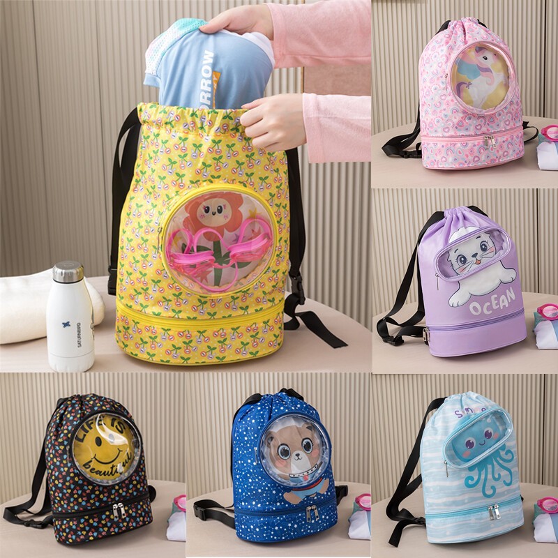 Separación en seco húmedo Niños Bolsa de natación Mochila de natación Playa Almacenamiento impermeable