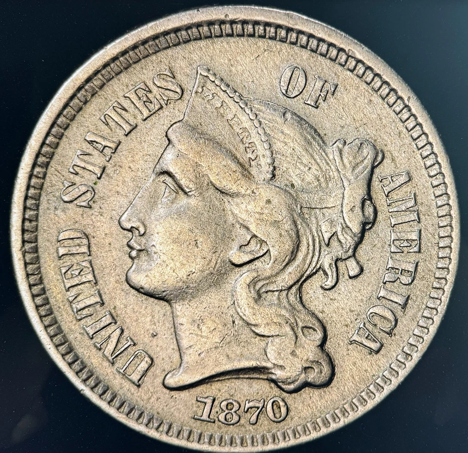 1870 3CN - PCGS XF DETAILS - ***SEE DESCRIPTION*** - FREE SHIPPING! - Image 4 of 4