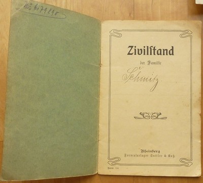 Familienstammbuch Schmitz Heiratsurkunde Sterbeurkunde Velbert 1910 1948