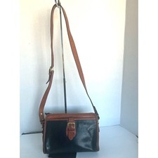Vintage Liz Claiborne Leather Co. Black Brown All Weather Leather Crossbody Bag
