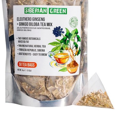 Ginkgo Tea Bags with Ginseng Root Mix   50Pcs Natural Pure Eleuthero Tea from...