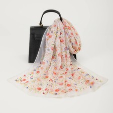 Summer Lightweight Chiffon Silk Scarf Elegant Floral Printed Shawls Travel Beach