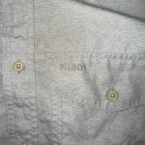 Filson Short Sleeve Button Up Fishing Hiking Shirt Vented Men’s Medium Gray - Picture 6 of 7