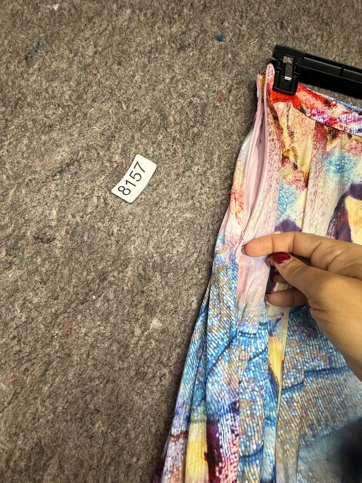 Женская юбка Anthropologie трапециевидная миди акварель абстрактный принт с подкладкой размер 2 - Изображение 4 из 4