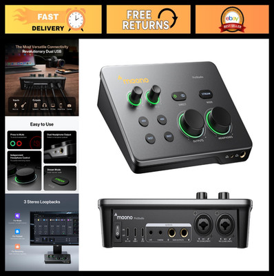 USB Audio Interface Dual XLR for PC, Phone, iPad & Guitar - Hybrid Sound Mixer