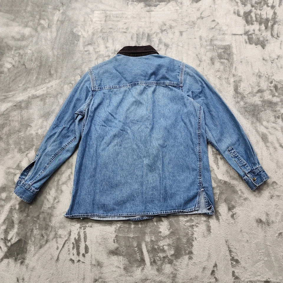 Vintage Basic Editions Holiday Top Womens S Blue Denim Velvet Collar Embroidered - Image 4 of 4
