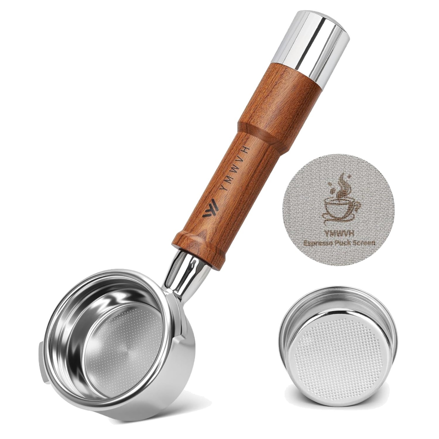 58mm Bottomless Portafilter Edelstahl Walnuss Griff für Gaggia Espresso Masch...