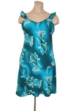 Mint Julep Womens Summer Dress Size 1X Blue Teal Flowers Sundress Ruffle Strap