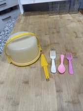 Tupperware Kids Tupper Toys Mini Cake Carrier w Handle 1498 1499 1500 Yellow 