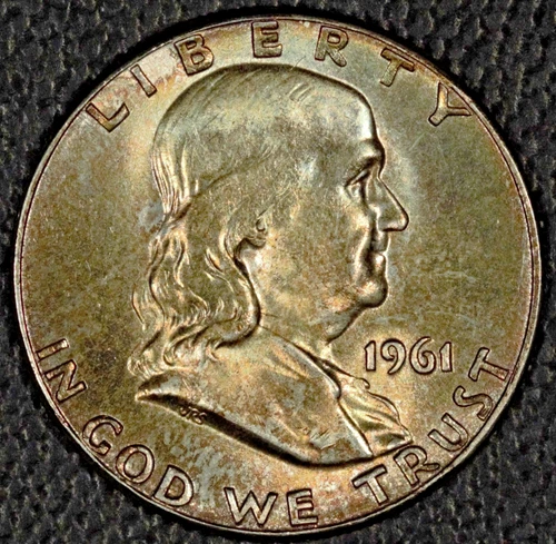 1961 Franklin Half Dollar, Gem BU,  Nice Toning