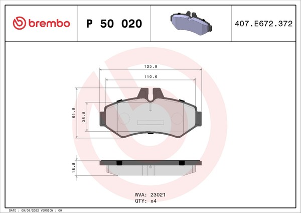 Hinterachse Brembo P 50 020 Bremsbelagsatz, Scheibenbremse FüR MERCEDES-BENZ,PUC-image