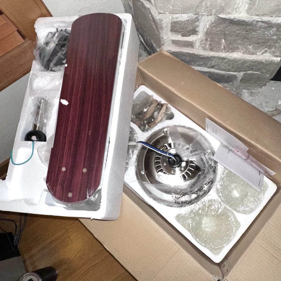 Turn of Century Hendrick 44” Maple/Rosewood Nickel Tri-Mount Ceiling Fan + Light - Image 2 of 4