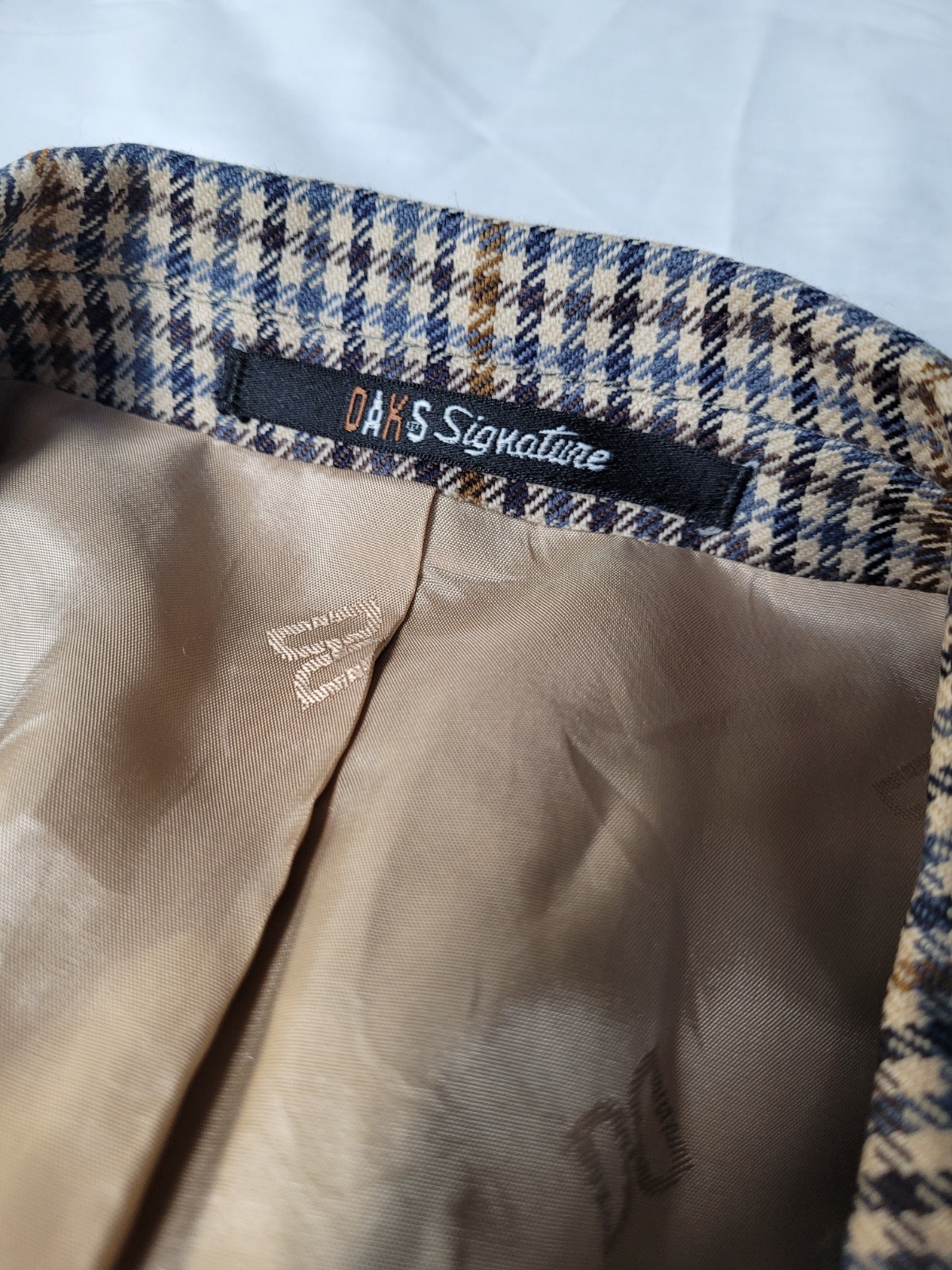 DAKS Signature Blazer 100percent Wool Houndstooth Check Jacket Made in UK 46R image 4