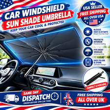 Car Windshield Sun Shade, Foldable Umbrella Reflective Sunshade for Car Front Wi