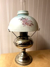 Antique Bradley & Hubbard Nickel Plated Oil Lamp, B&H, Complete & Working