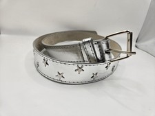 Silver Star Studded Belt Punk Rock Y2K 90s Style Metallic Sz 30"