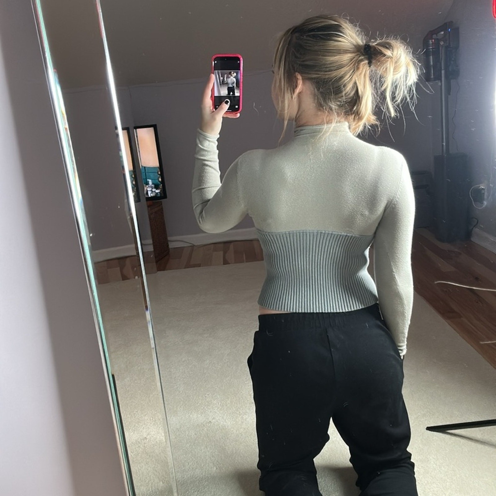 ZARA: Corset Style Mock Neck Ribbed Long Sleeve Top thumbnail 2