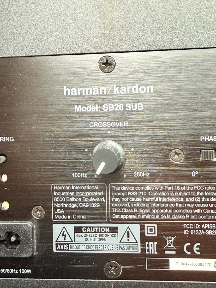 Harmon Kardon Sub SB26 Woofer Crossover Black SUBWOOFER ONLY-No