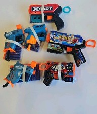 6 Nerf Gun Pistol Lot With 1 - 10 Pack Of Foam Darts Each