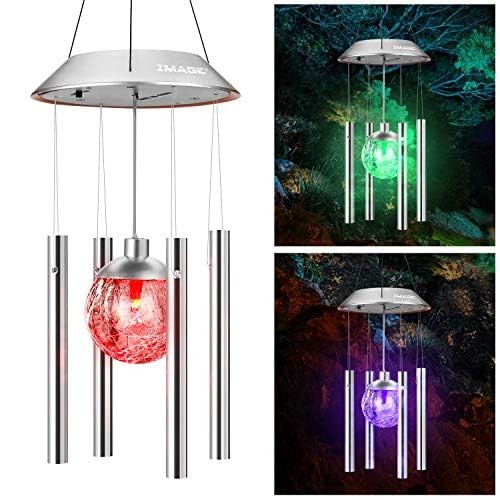 Solar Wind Chime Outdoor Hanging Lights Crackle Glass Ball Wind Chimes Color ...