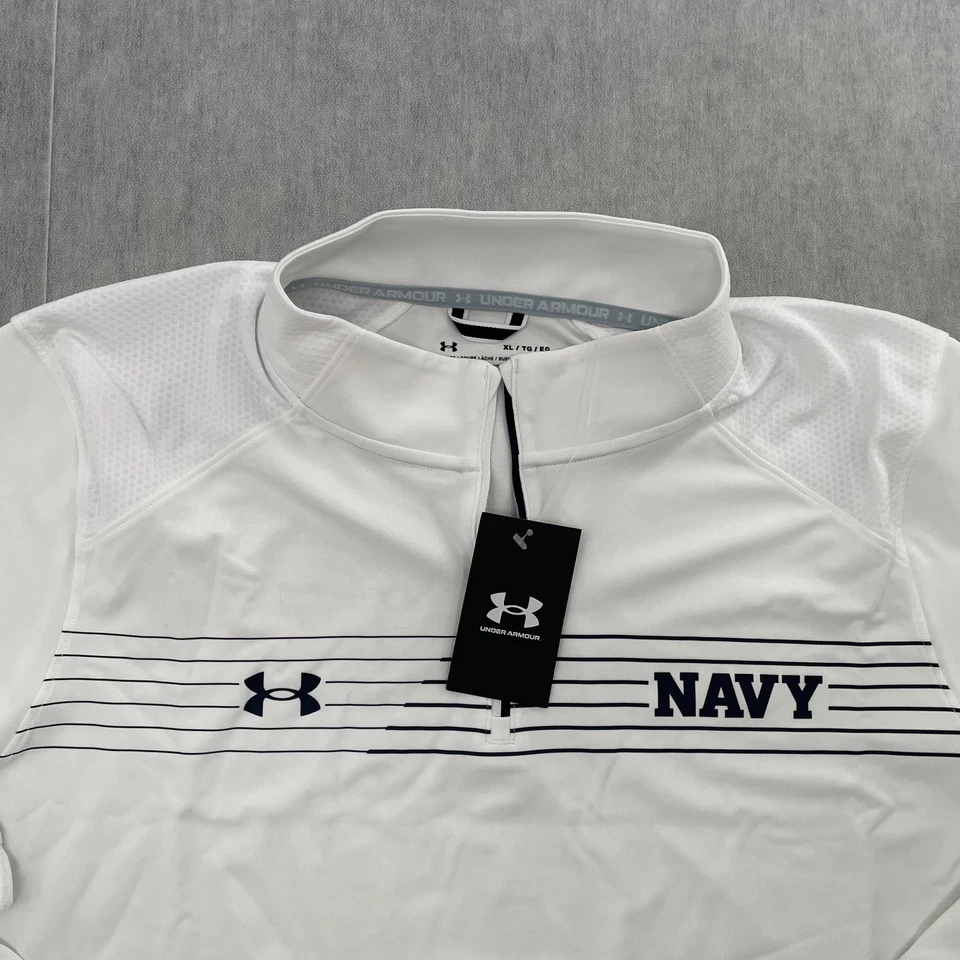 Свитер Under Armor Naval Academy взрослый размер XL белый 1/4 на молнии темно-синий мичман NCAA - Изображение 3 из 4