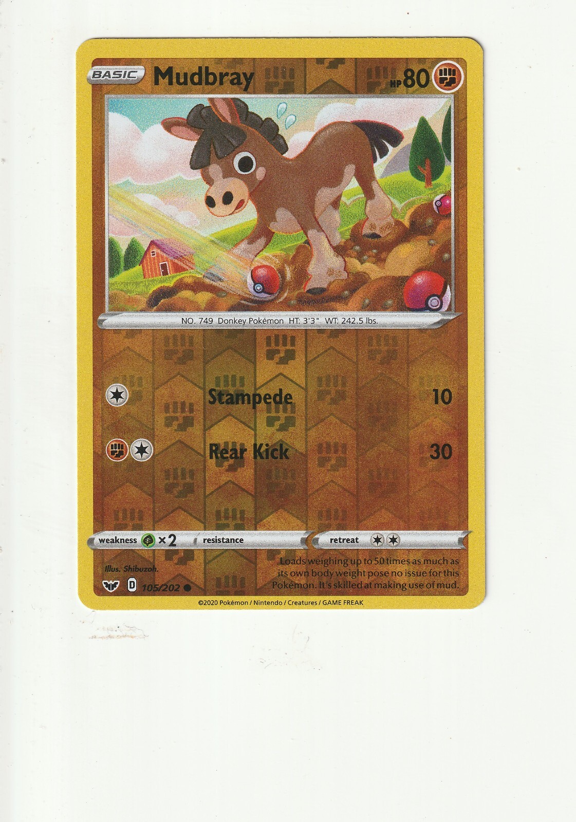 mudbray pokemon card value (77/147) [Sun & Moon: Burning Shadows] Running Charge Flip a coin until you get tails Pokemon Mudbray Card Like new