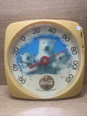Vintage 1994 Coca-Cola Polar Bears Advertising Plastic Thermometer 12''