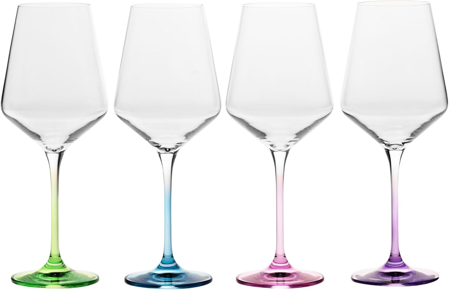 4-Piece White Wine Glass Set with Color Stems – Elegant Crystal for Weddings & Parties