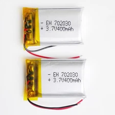 Lots 2 pcs 3.7V 400mAh 702030 Lipo Li Polymer Rechargeable Battery For Mp3 GPS 