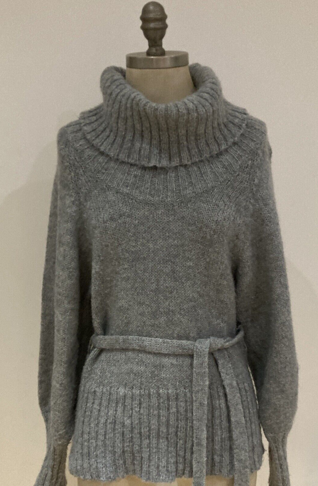 Vintage 90s Y2K 00s New Look Old Label Grey Cowl Neck Sweater, Size 12 UK 2