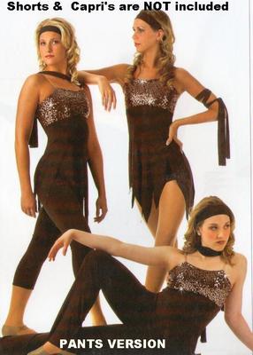 Far Away New Dance Costume Child Large Tunic Top with Long Brown Pants   