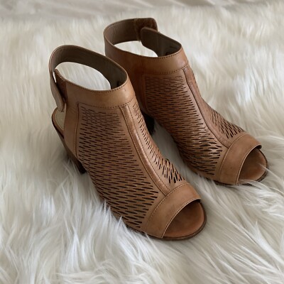 cognac peep toe booties
