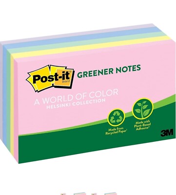 Post-it Greener Notes 655-RP-A, 3 in x 5 in (76 mm x 127 mm) Helsinki