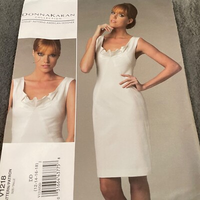 Vogue Patterns V1218 Donna Karan Womens Dress Scoop Neck DD 12 14 16 18 Uncut