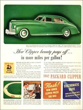 1941 Classic Car AD '42 PACKARD CLIPPER Green Sedan , Last pre-war models 062619