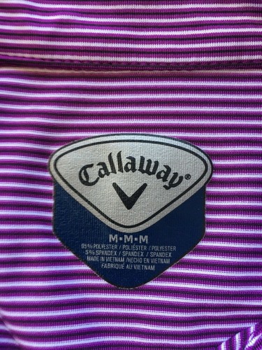 Callaway Sz Medium Purple White Pinstriped Short Sleeve Golf Polo Shirt - Picture 6 of 6