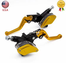 7/8" 22mm CNC Brake Clutch Levers Hydraulic Master Cylinder with Reservoir Gold